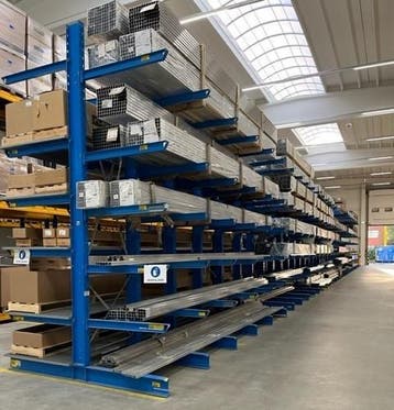 Draagarmstelling NIEUW 4,5 m hoog en 1,2 m diep met 5 niv., Ophalen of Verzenden