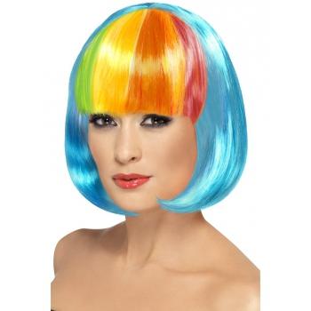 Party pruik blauw met pony - Damespruiken, Hobby en Vrije tijd, Feestartikelen, Ophalen of Verzenden
