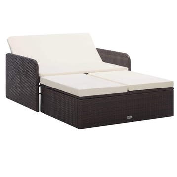 vidaXL 2-delige Loungeset met kussens poly rattan bruin, Verzenden, Nieuw, 2 zitplaatsen, Loungeset