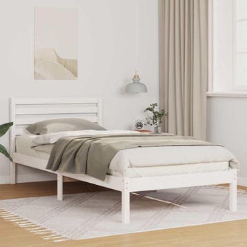 vidaXL Bedframe met hoofdeinde Wit 80 x 220 cm Massief, Verzenden, Nieuw, Wit, Hout