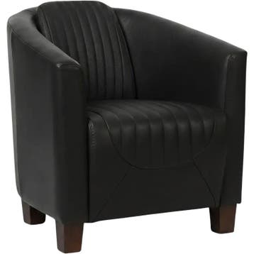 Leren fauteuil Press Special - Granada Black (zwart) -, Huis en Inrichting, Fauteuils, Nieuw, Ophalen of Verzenden, Eigentijds, Klassiek, Retro, Romantisch, Vintage