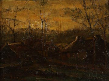 Marinus Bies (1894-1975) - Landschap met ondergaande zon