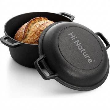 HI NATURE™ Braadpannen Gietijzeren Braadpan met Grilldeksel, Ophalen of Verzenden, Zo goed als nieuw