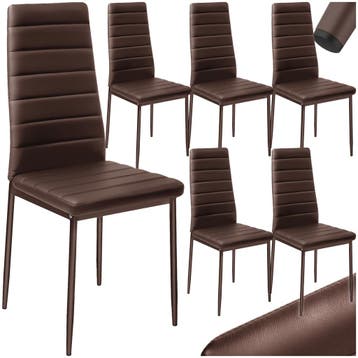 Eetkamerstoelen, kunstleer - cappuccino, Set van 6, Huis en Inrichting, Stoelen, Verzenden, Nieuw