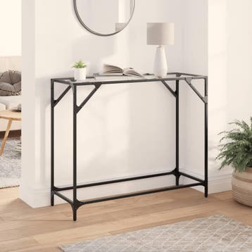 vidaXL Wandtafel met transparant glazen blad 98x35x81 cm, Verzenden, Nieuw, Metaal, 50 tot 100 cm