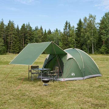 vidaXL Huisje Tent met dak Groen 4-persoons Polyester en, Verzenden, Nieuw, Tot en met 2