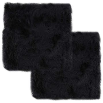 vidaXL Stoelkussens 2 st 40x40 cm echt schapenvacht, Huis en Inrichting, Woonaccessoires | Kussens, Verzenden, Nieuw, Grijs