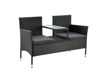 Veiling - Tuinbank Monaco - Polyrotan zwart/grijs, Tuin en Terras, Tuinbanken, Nieuw