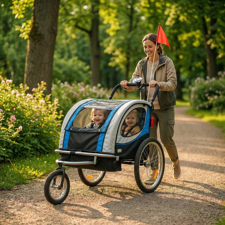 Buggy Fietskar | Blauw | 2-Zits | Laatste Stuks!, Fietsen en Brommers, Fietsaccessoires | Aanhangers en Karren, Vering, 40 tot 60 kg