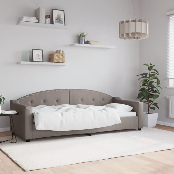 vidaXL Slaapbank 80x200 cm stof taupe, Huis en Inrichting, Slaapkamer | Bedden, 80 cm, 200 cm, Eenpersoons, Nieuw, Stof, Verzenden