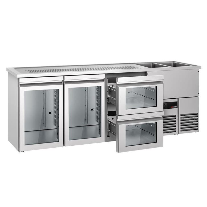 GGM Gastro | Barkoelkast PREMIUM - 2500x700mm - 2 glazen |, Zakelijke goederen, Horeca | Meubilair en Inrichting, Meubilair, Verzenden