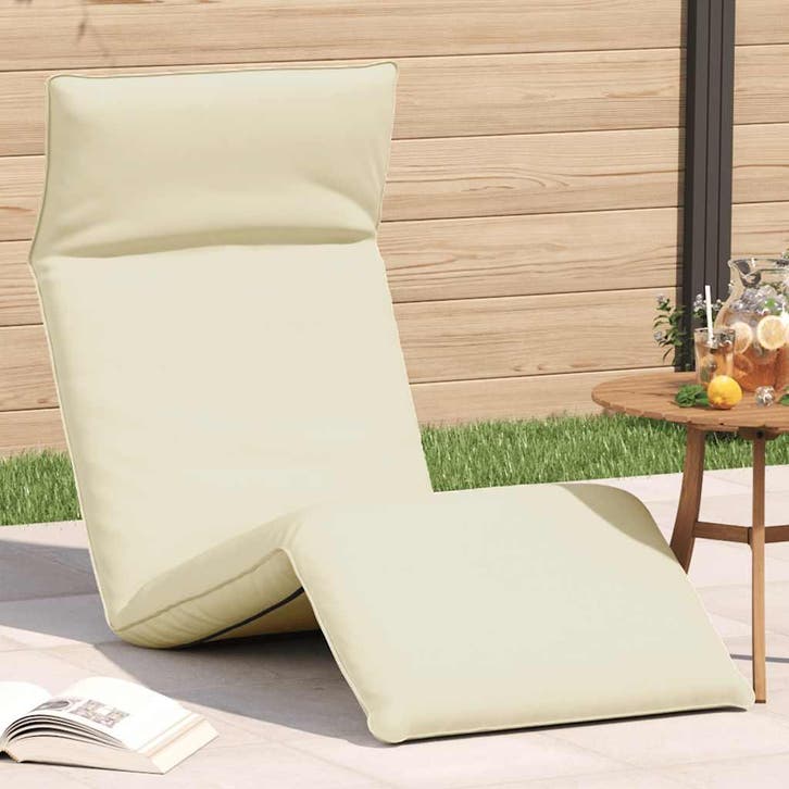 vidaXL Ligstoel inklapbaar 175x54x8,5 cm Oxford stof crème, Tuin en Terras, Ligbedden, Nieuw, Verzenden