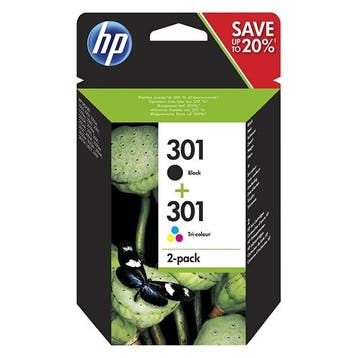 HP 301 (N9J72AE) dubbelpak zwart en kleur Inktcartridge, Computers en Software, Printerbenodigdheden, Verzenden, Nieuw, Cartridge