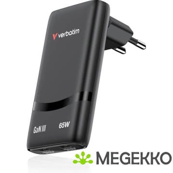 Verbatim 32354 Fold n Go GaN 2x USB-C Oplader 65W, Verzenden, Nieuw, Verbatim
