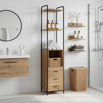 vidaXL Badkamerkast Artisanaal eiken 40 x 36 x 200,5 cm, Huis en Inrichting, Verzenden, Nieuw