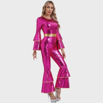 Dames Jumpsuit 70s Disco Metallic Met Wijde Pijpen en Flare, Verzenden, Nieuw