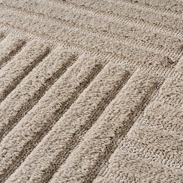 Rond Japandi Vloerkleed | Art | Blokken | Beige | 120x120 cm, Verzenden, Nieuw