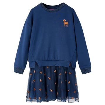 vidaXL Kinderjurk met lange mouwen 92 marineblauw, Verzenden, Nieuw