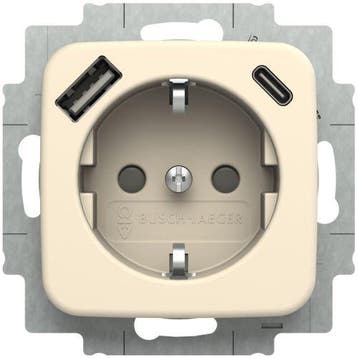 Busch Jaeger Reflex SI wandcontactdoos met 2x USB-Lader, Doe-het-zelf en Verbouw, Elektra en Kabels, Ophalen of Verzenden, Nieuw