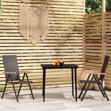 vidaXL 3-delige Tuinset zwart, 2 zitplaatsen, Verzenden, Nieuw, Rvs