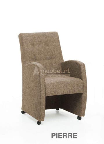 Eetkamerstoel Pierre - eetkamerstoelen - Taupe, Nieuw, Stof