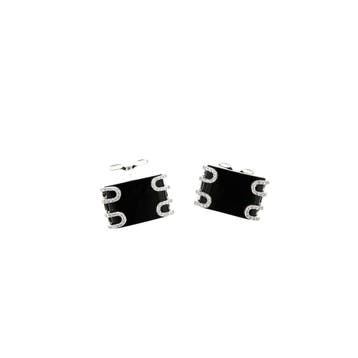 Witgouden manchetknopen met onyx en diamanten; 1,20 ct., Ophalen of Verzenden, Gebruikt, Goud