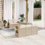 vidaXL 6-delige Loungeset met kussens poly rattan beige, Tuin en Terras, Verzenden, Nieuw, Loungeset