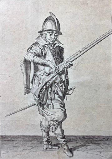 Jacques De Gheyn II (1565-1629) - Soldato con moschetto, Antiek en Kunst