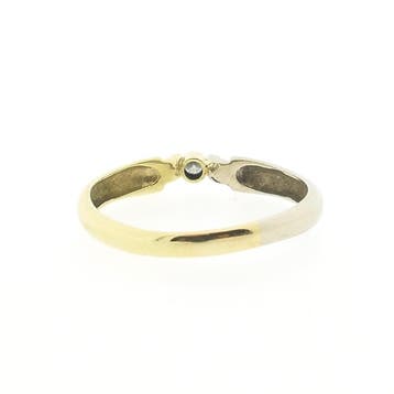 Bicolor gouden solitair ring met diamant; 0,04 ct., Gebruikt, 20 of groter, Heer, Ophalen of Verzenden