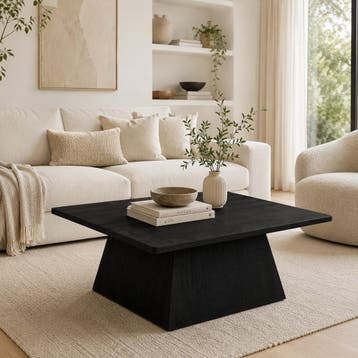 Salontafel Skagen 80x80x33cm Black mango, Huis en Inrichting, Tafels | Salontafels, Ophalen of Verzenden, Nieuw