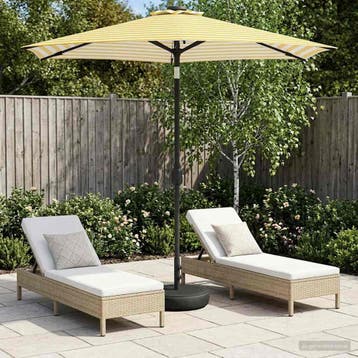 vidaXL Tuinparasol met LED-lampen en voet 230 x 230 cm, Verzenden, Nieuw, 2 tot 3 meter