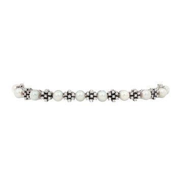 Witgouden armband met diamant en parel 18 kt, Sieraden, Tassen en Uiterlijk, Armbanden, Ophalen of Verzenden, Nieuw