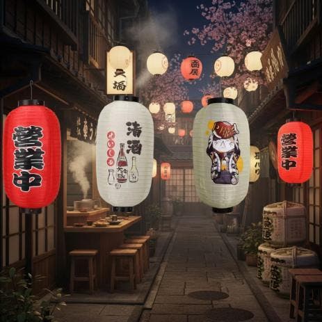 Japanse Hanglantaarn 25×45 cm – Sushi Restaurant Decoratie, Huis en Inrichting, Woonaccessoires | Kandelaars en Kaarsen, Nieuw
