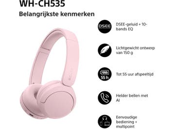 Sony -  Wh-ch535 - Draadloze On-ear Koptelefoon  - Roze, Audio, Tv en Foto, Verzenden, Nieuw, Sony, Bluetooth