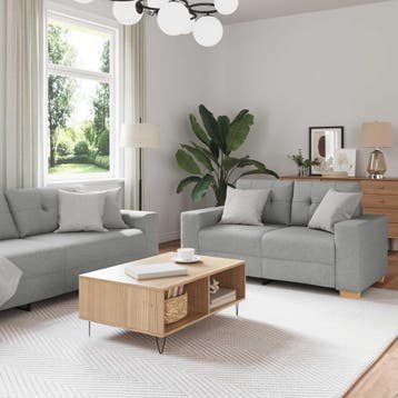 vidaXL Bank 2 st Wolkengrijs Linnen-mix stof, Verzenden, Nieuw, Stof, 200 tot 250 cm