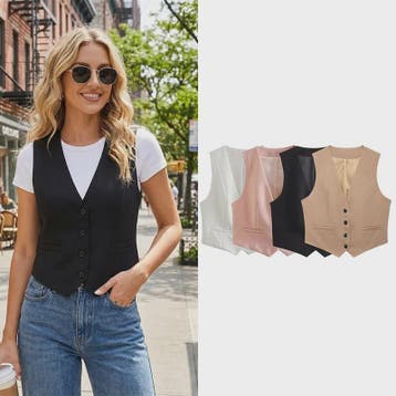 Chic Dames Vest - Vintage Mouwloos Single-Breasted Gilet voo, Kleding | Dames, Bodywarmers, Verzenden, Nieuw