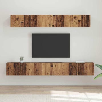vidaXL Tv-meubelset 5 st Oud Hout Bewerkt hout, Minder dan 50 cm, Verzenden, Nieuw, Minder dan 100 cm