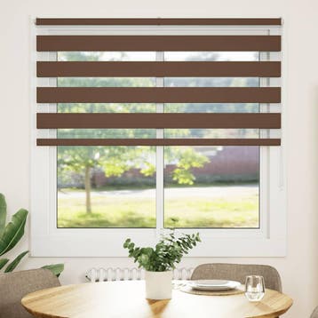 vidaXL Zebra rolgordijn 140x100 cm stofbreedte 135,9cm, Verzenden, Nieuw, Bruin