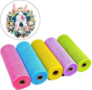 Decomesh metallic set roze blauw geel paars groen 26 cm rol, Ophalen of Verzenden, Nieuw