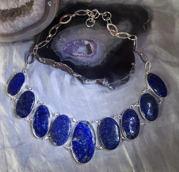 Lapis lazuli - Lapis Lazuli collier vintage - Halsketting -