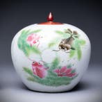 GEEN RESERVE - GROTE ANTIQUE KOI CARPS RIJSTPOT MET