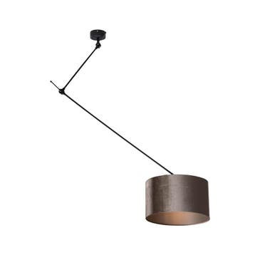 Hanglamp zwart met velours kap taupe 35cm - Blitz, Verzenden, Nieuw, Classic-antique