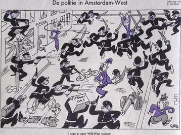 De politie in Amsterdam-West op spotprent (lijst optie), Antiek en Kunst, Verzenden