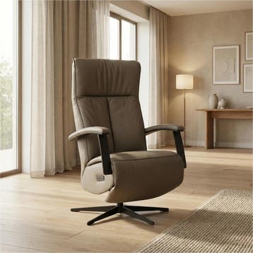 Leren elektrisch relaxfauteuil Pure - Toledo Moss, Bohemian, Industrieel, Modern, Scandinavisch, Nieuw, Ophalen of Verzenden, 50 tot 75 cm