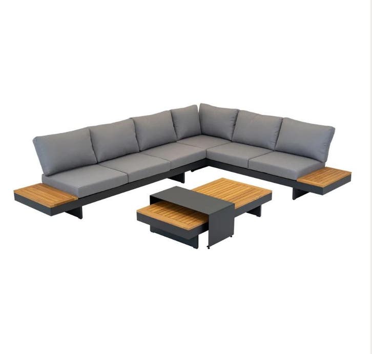 Hoek loungeset 6 personen 245x71x70 cm, Tuin en Terras, Tuinsets en Loungesets, Bank, Bijzettafel, Hocker, 6 zitplaatsen, Nieuw