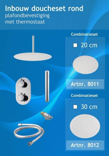Inbouw Doucheset Rond met Plafondsteun Ø 30cm, Verzenden, Nieuw