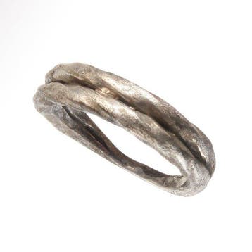 Viking periode Zilver Gedraaide Ring, Antiek en Kunst