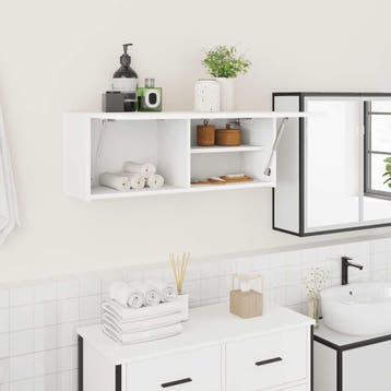 vidaXL Badkamerwandkast 80x25x30 cm bewerkt hout wit, Verzenden, Nieuw