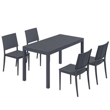 Tuinmeubelset Zitgroep 5-delig Brede Tafel Met 4 Stapelstoel, Tuin en Terras, Verzenden, Nieuw