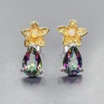 925 zilver - zwart gerhodineerd - Mystic Quartz - opaal -, Antiek en Kunst